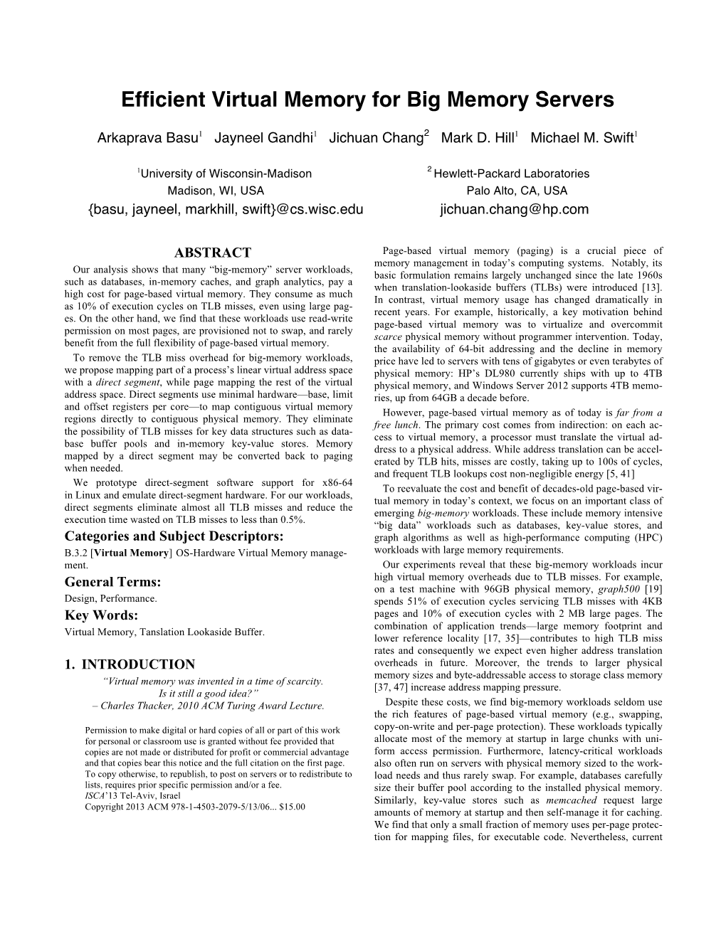 Efficient Virtual Memory for Big Memory Servers