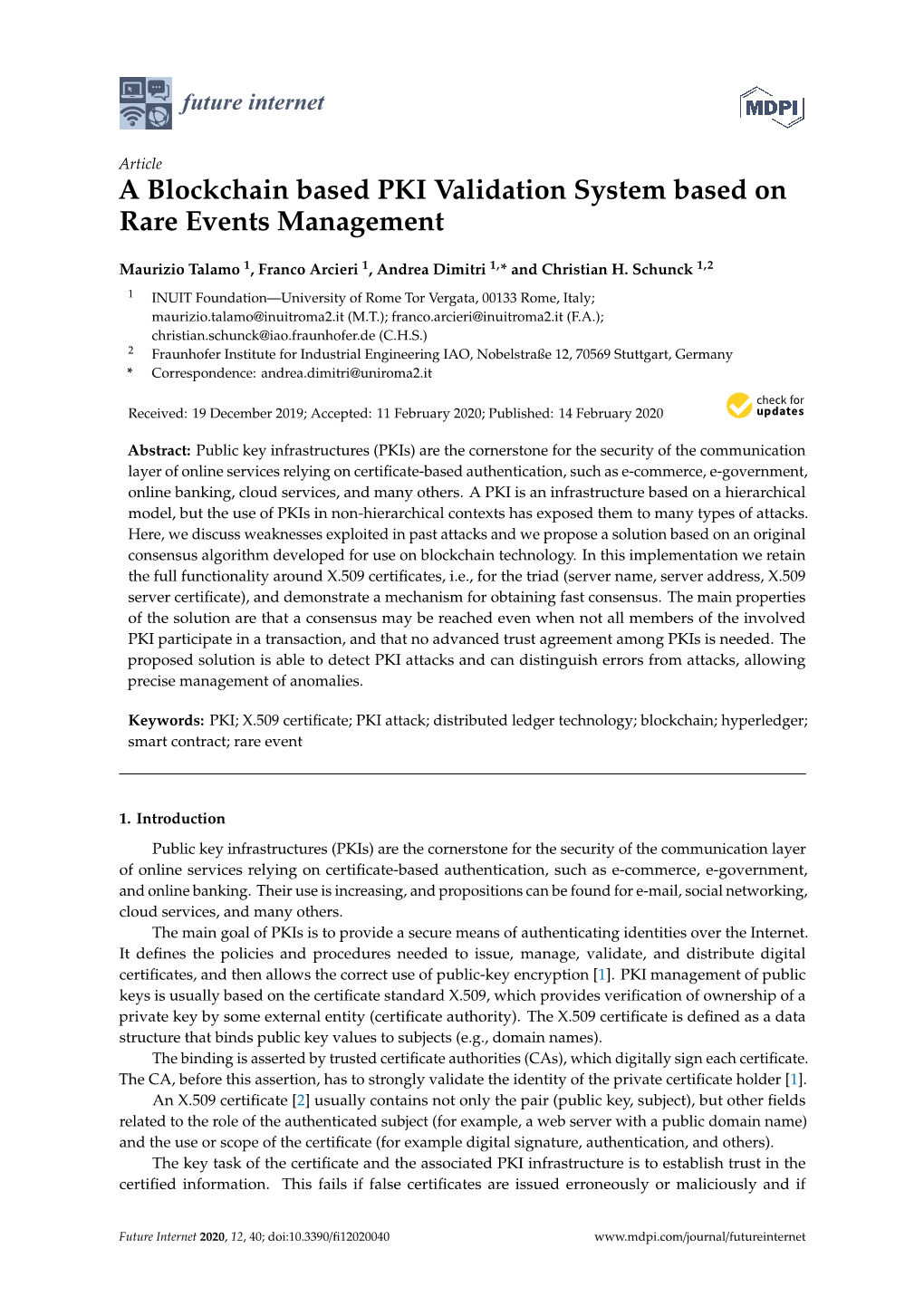 A Blockchain Based PKI Validation System Based on Rare Events Management