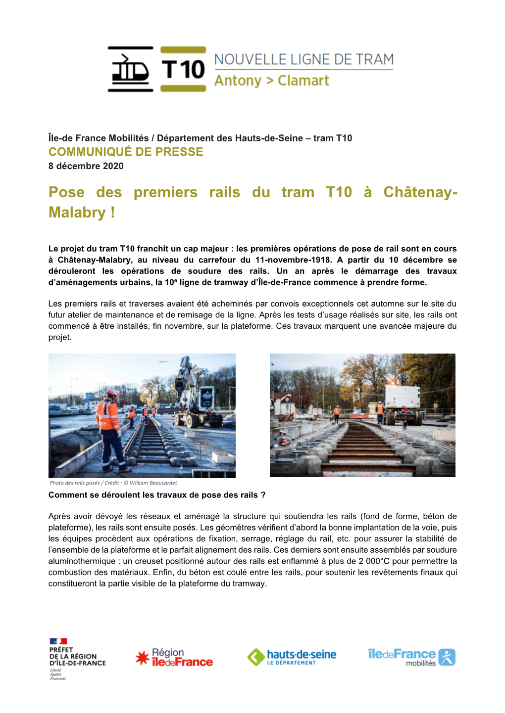 Pose Des Premiers Rails Du Tram T10 À Châtenay- Malabry !