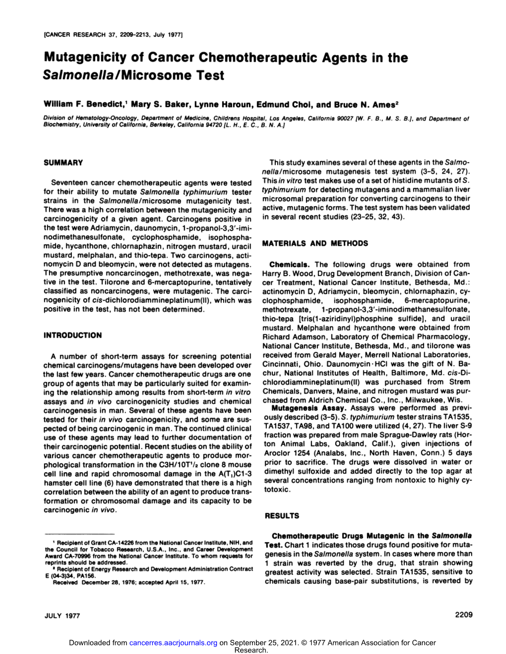 Mutagenicity of Cancer Chemotherapeutic Agents in the Sa/Mone//A/Mi Erosome Test