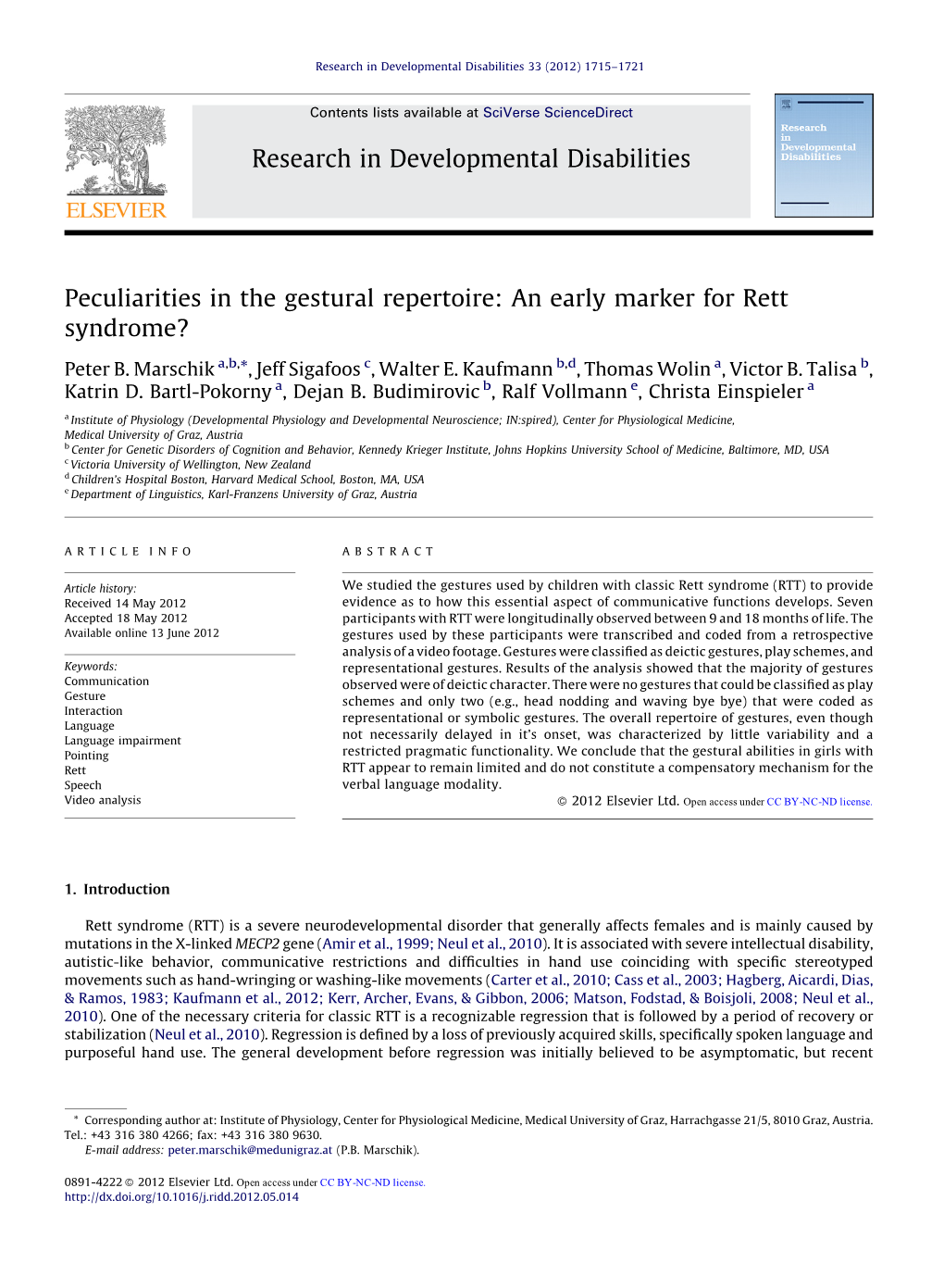 An Early Marker for Rett Syndrome?