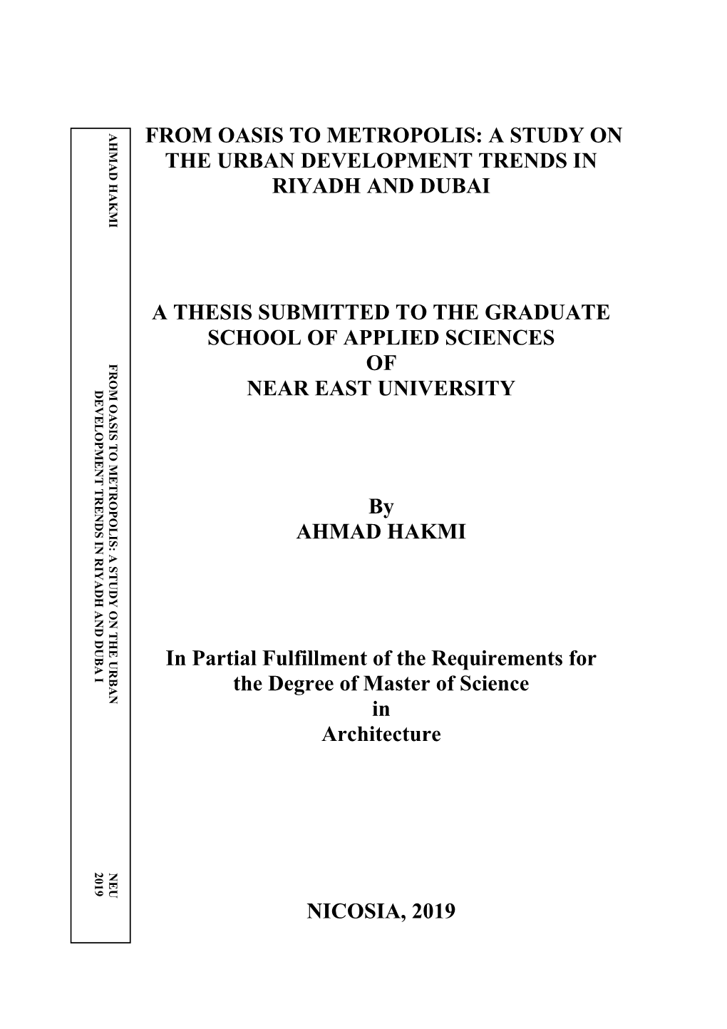 From Oasis to Metropolis: to on Study a Metropolis: Oasis From