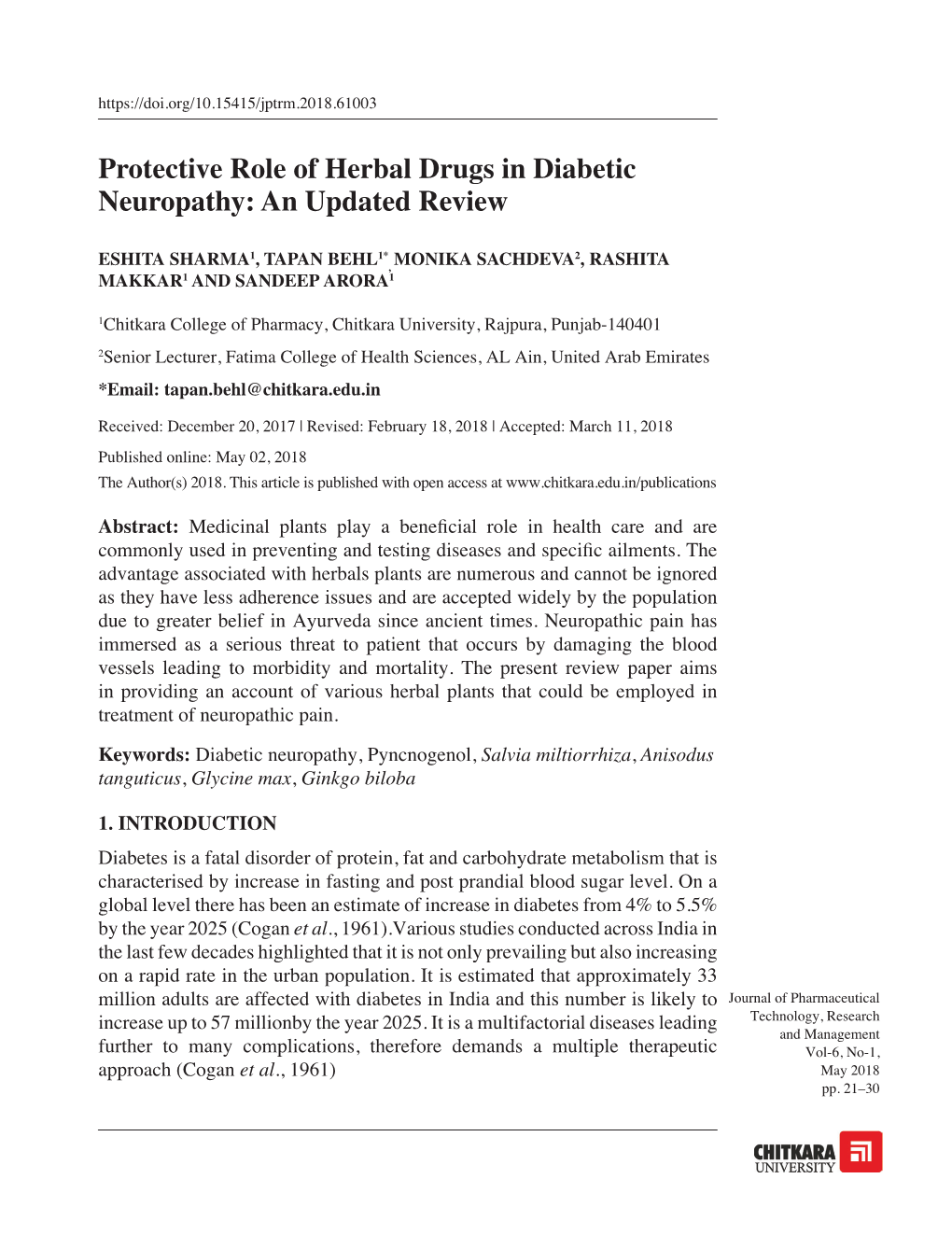 Protective Role of Herbal Drugs in Diabetic Neuropathy: an Updated Review