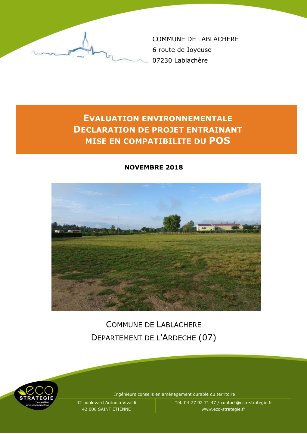 Evaluation Environnementale Declaration De Projet Entrainant Mise En Compatibilite Du Pos