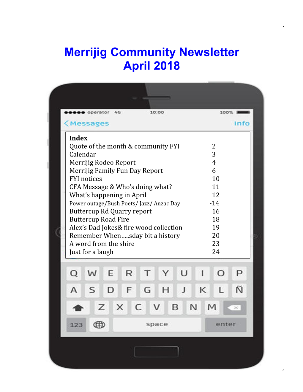 Merrijig Community Newsletter April 2018