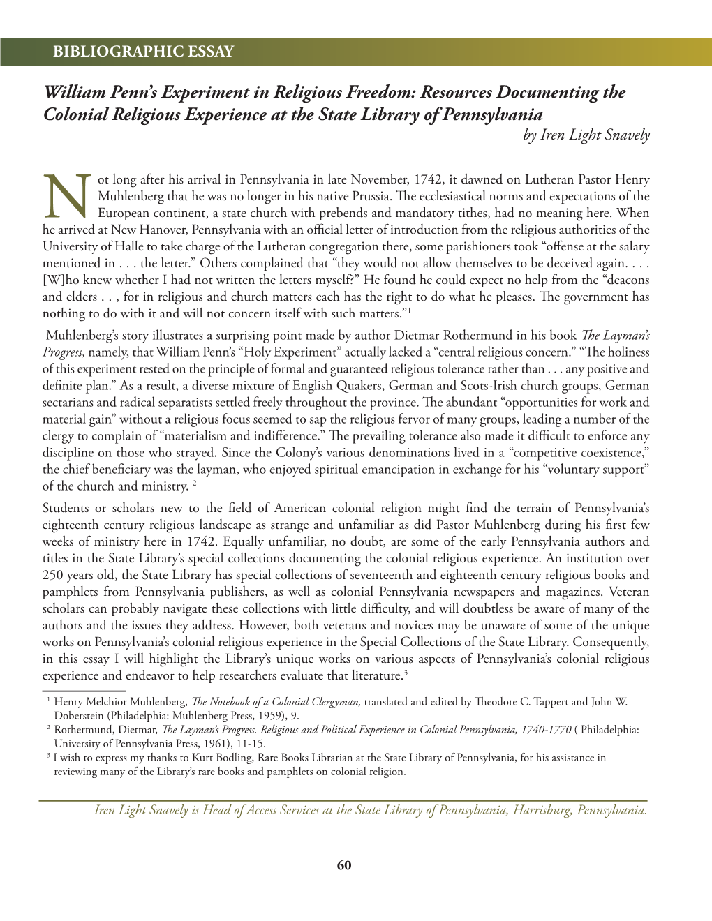 William Penn's Experiment in Religious Freedom