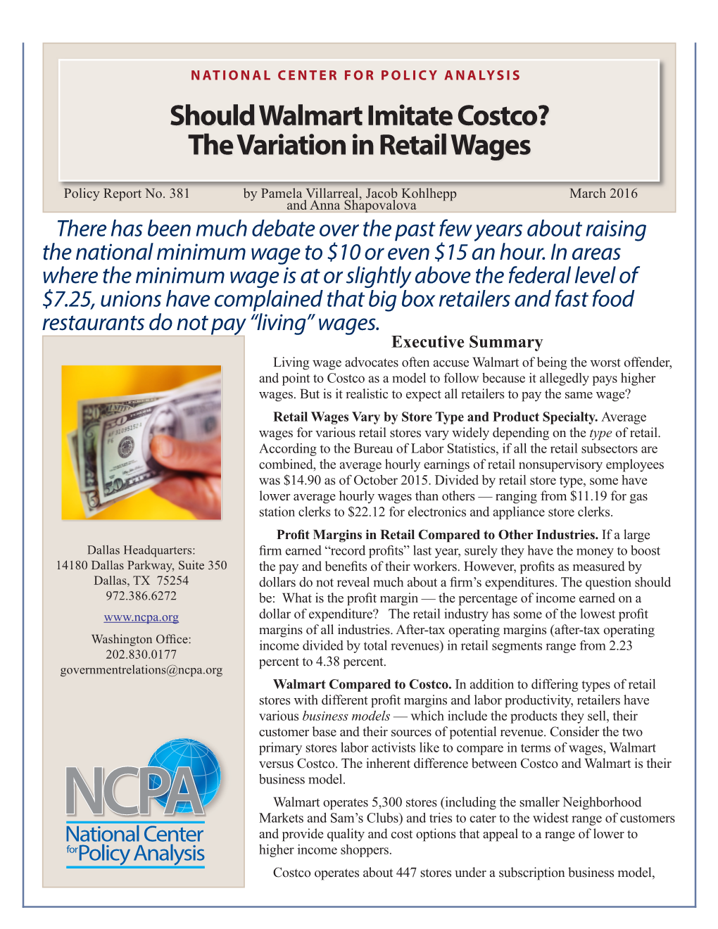 Should Walmart Imitate Costco? the Variation in Retail Wages