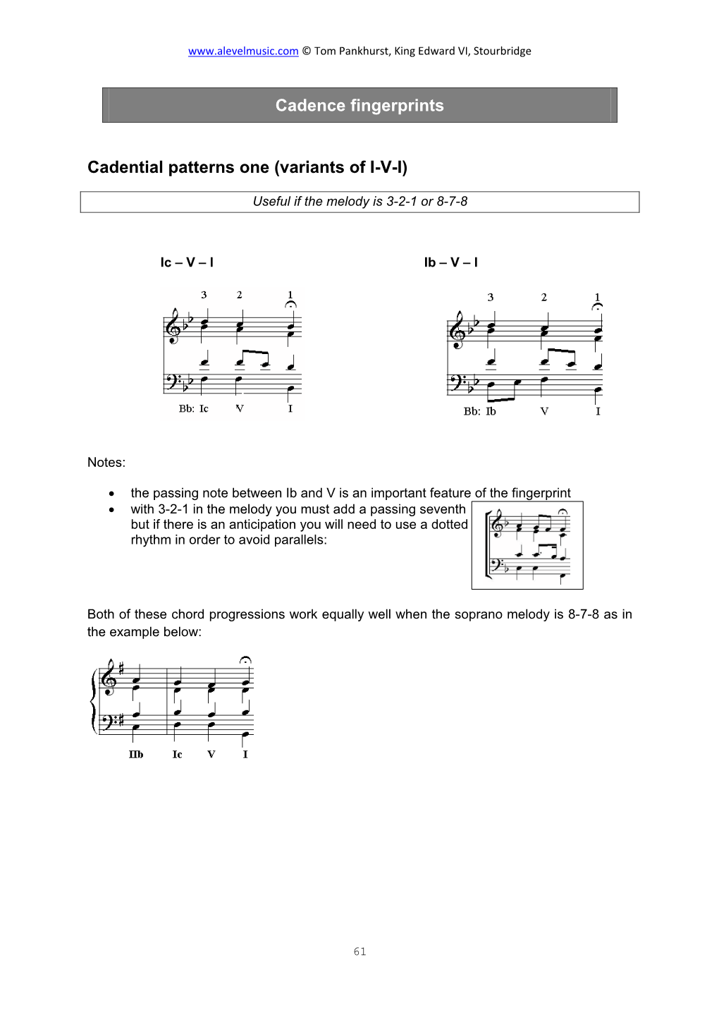 Cadence Fingerprints Cadential Patterns