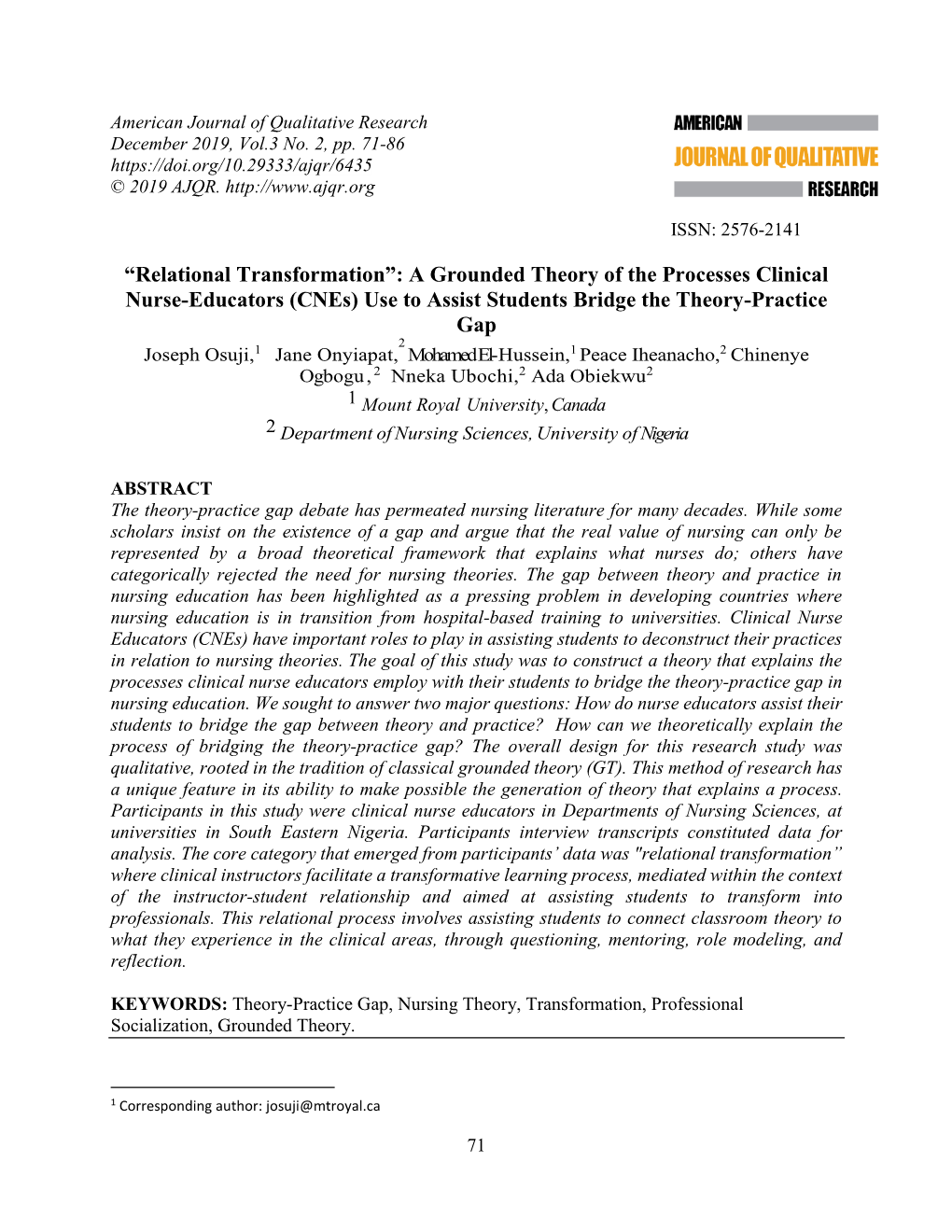 A Grounded Theory of the Processes Clinical Nurse-Educators (Cnes)