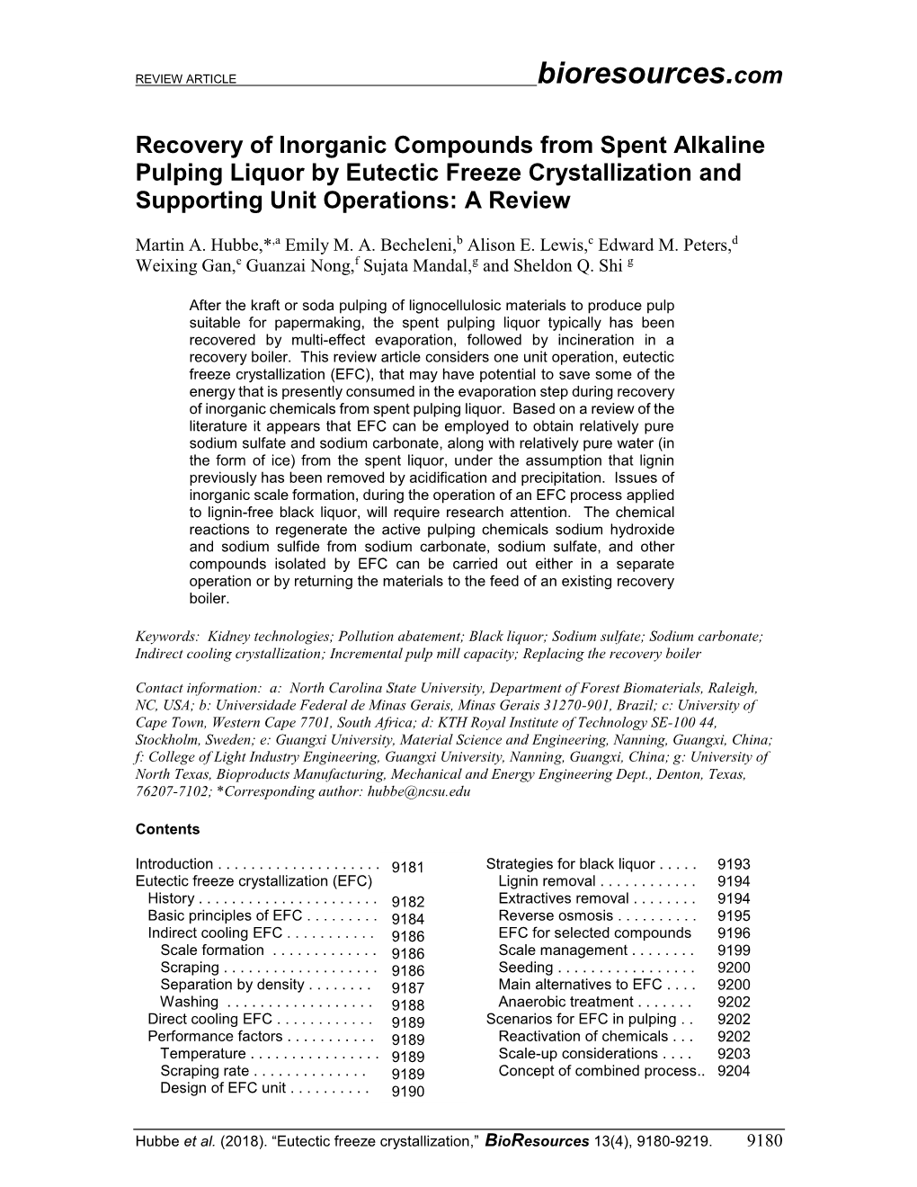 Recovery of Inorganic Compounds from Spent Alkaline Pulping Liquor by Eutectic Freeze Crystallization and Supporting Unit Operations: a Review