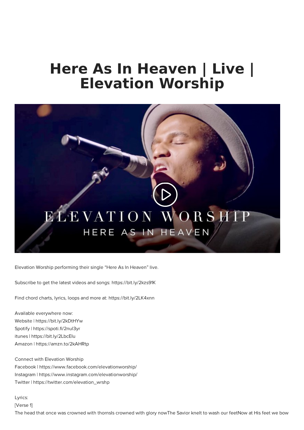 Here As in Heaven | Live | Elevation Worship