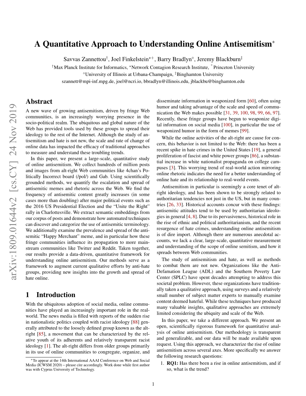 A Quantitative Approach to Understanding Online Antisemitism∗