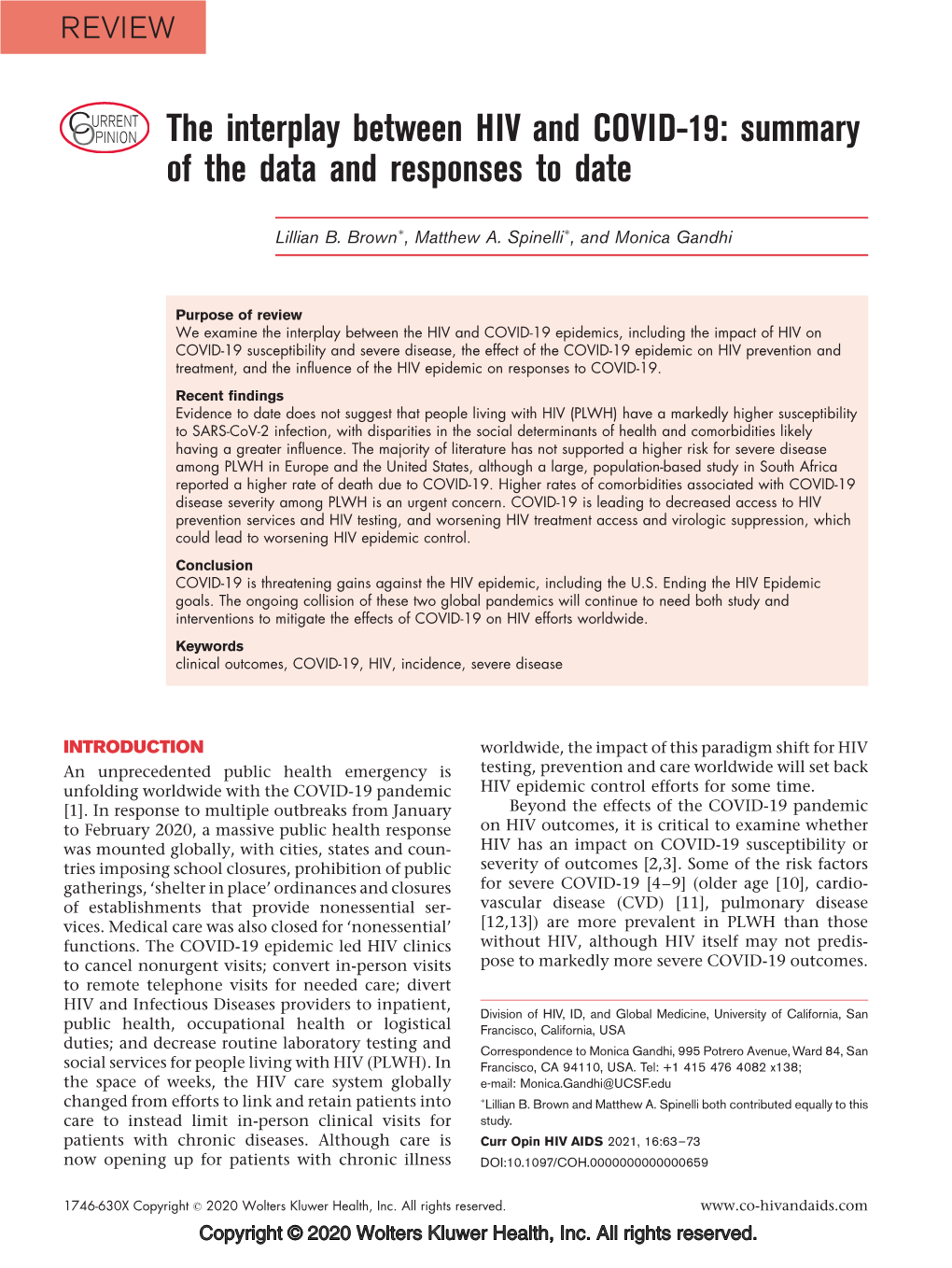 The Interplay Between HIV and COVID-19: Summary of the Data and Responses to Date