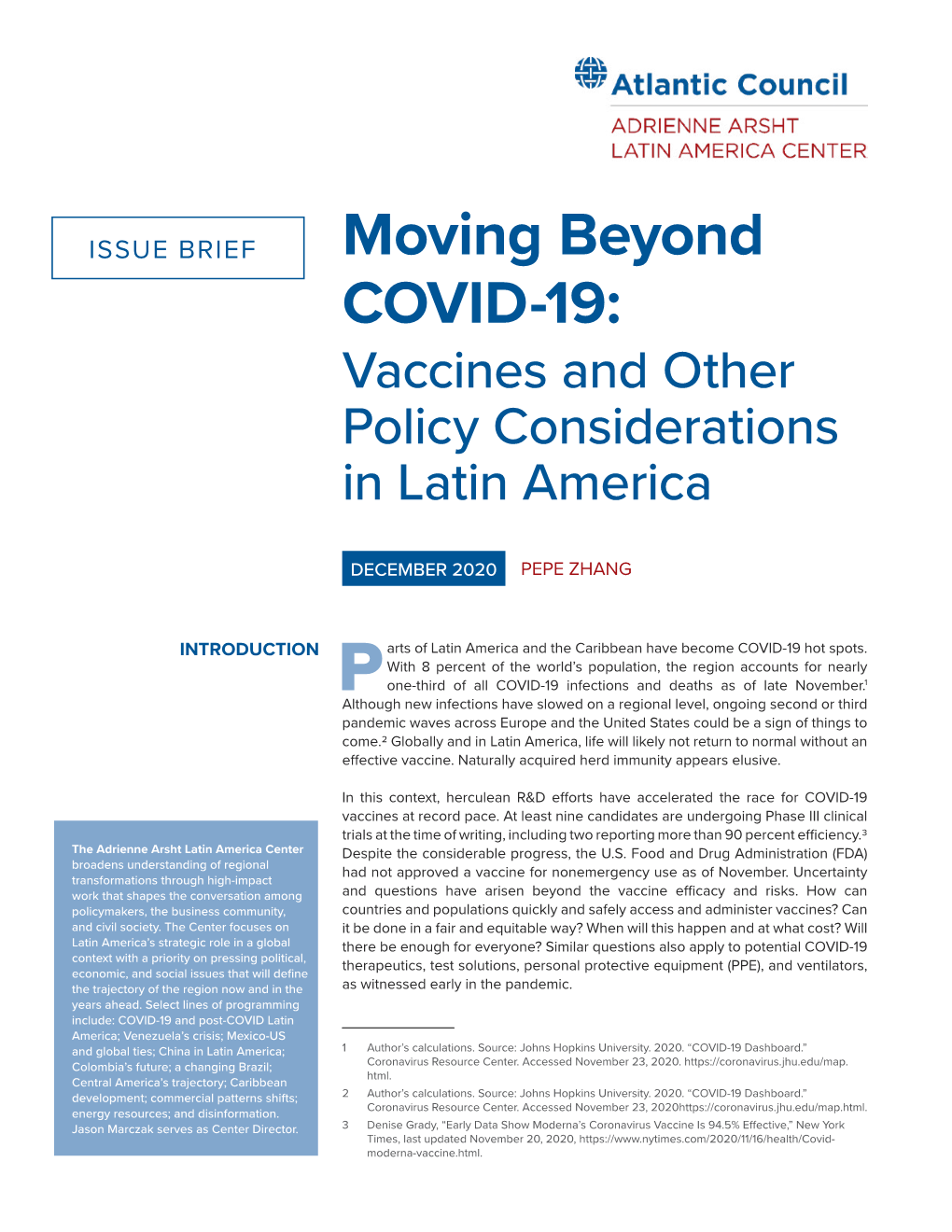 Moving Beyond COVID-19: Vaccines and Other Policy Considerations in Latin America