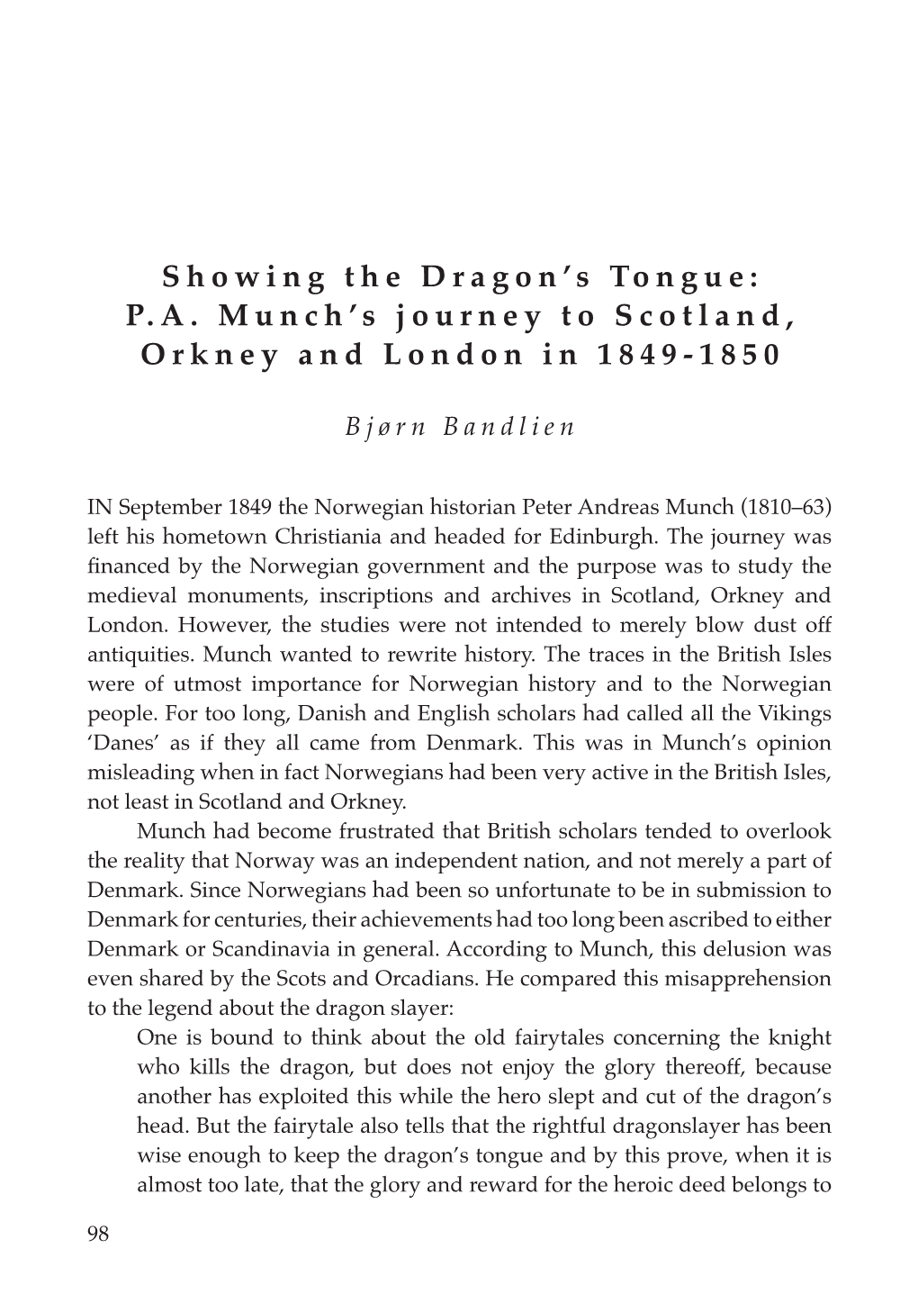 PA Munch's Journey to Scotland, Orkney and London in 1849-1850