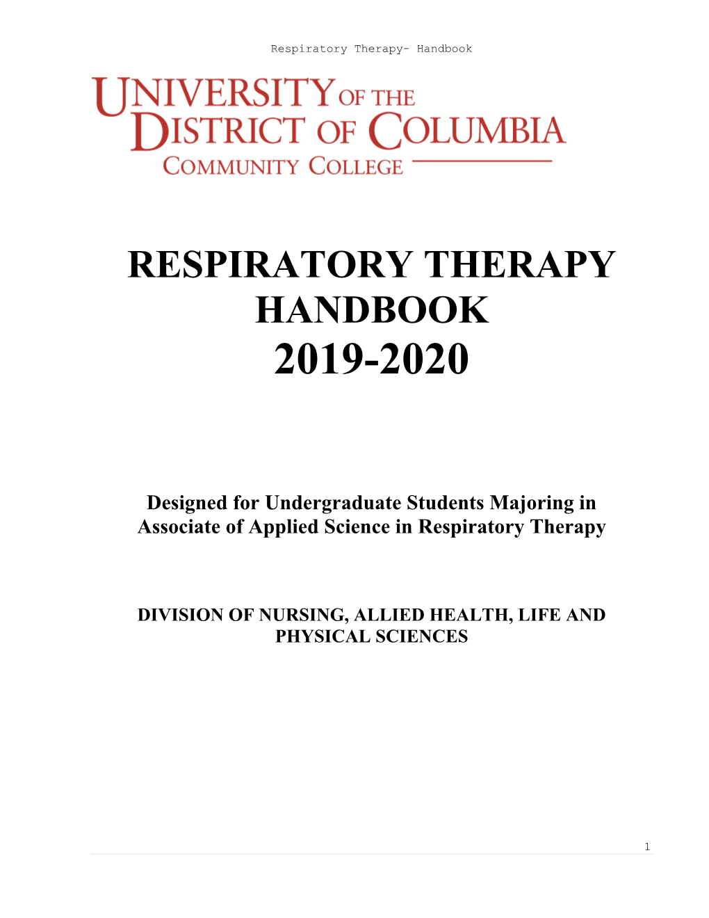 2019-2020 Respiratory Therapy Handbook