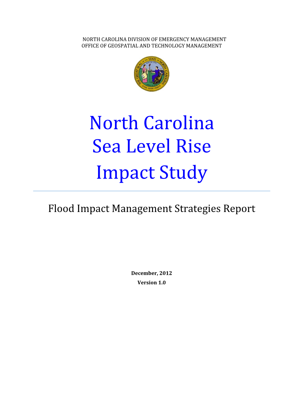 North Carolina Sea Level Rise Risk Management Study
