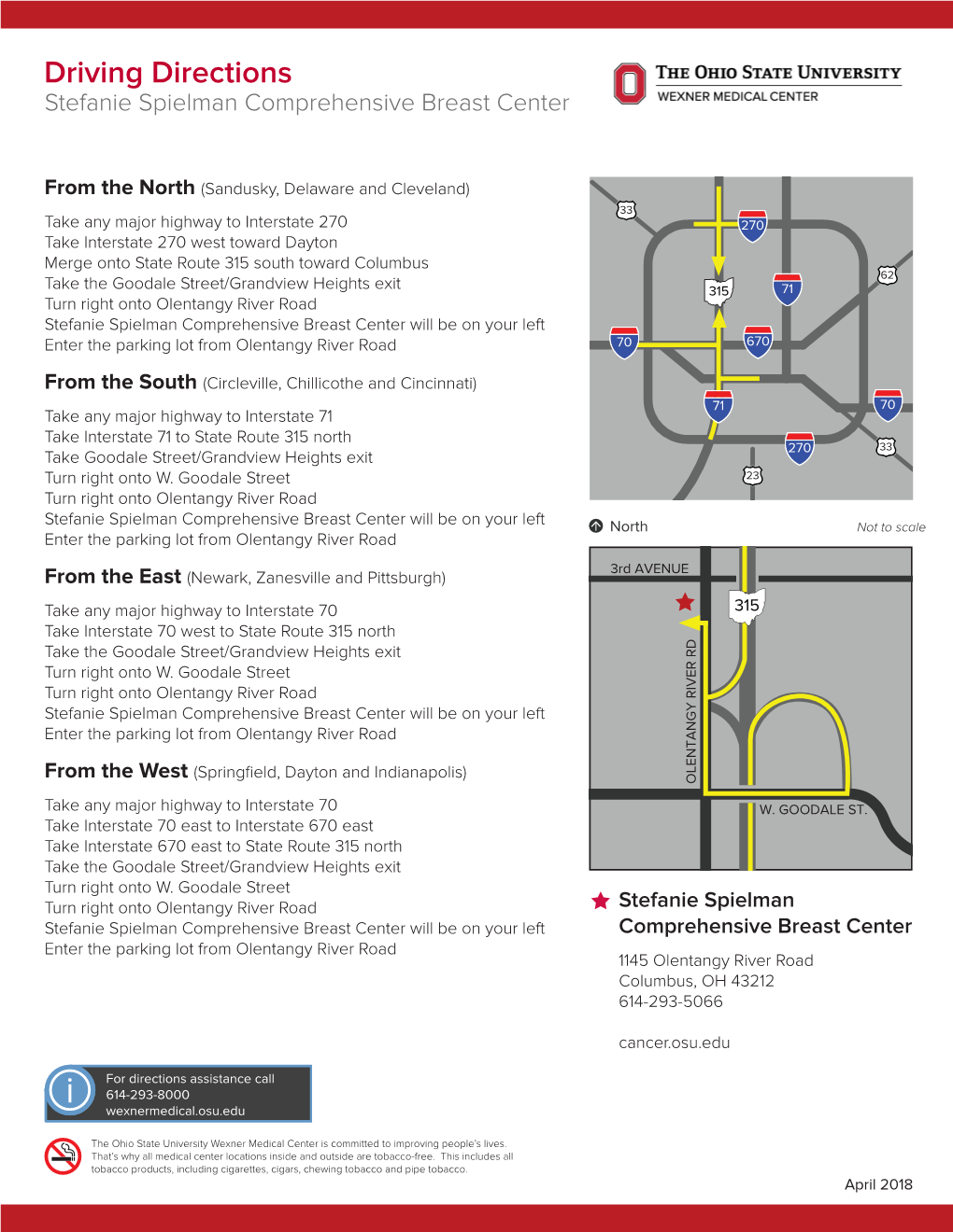 Driving Directions Stefanie Spielman Comprehensive Breast Center