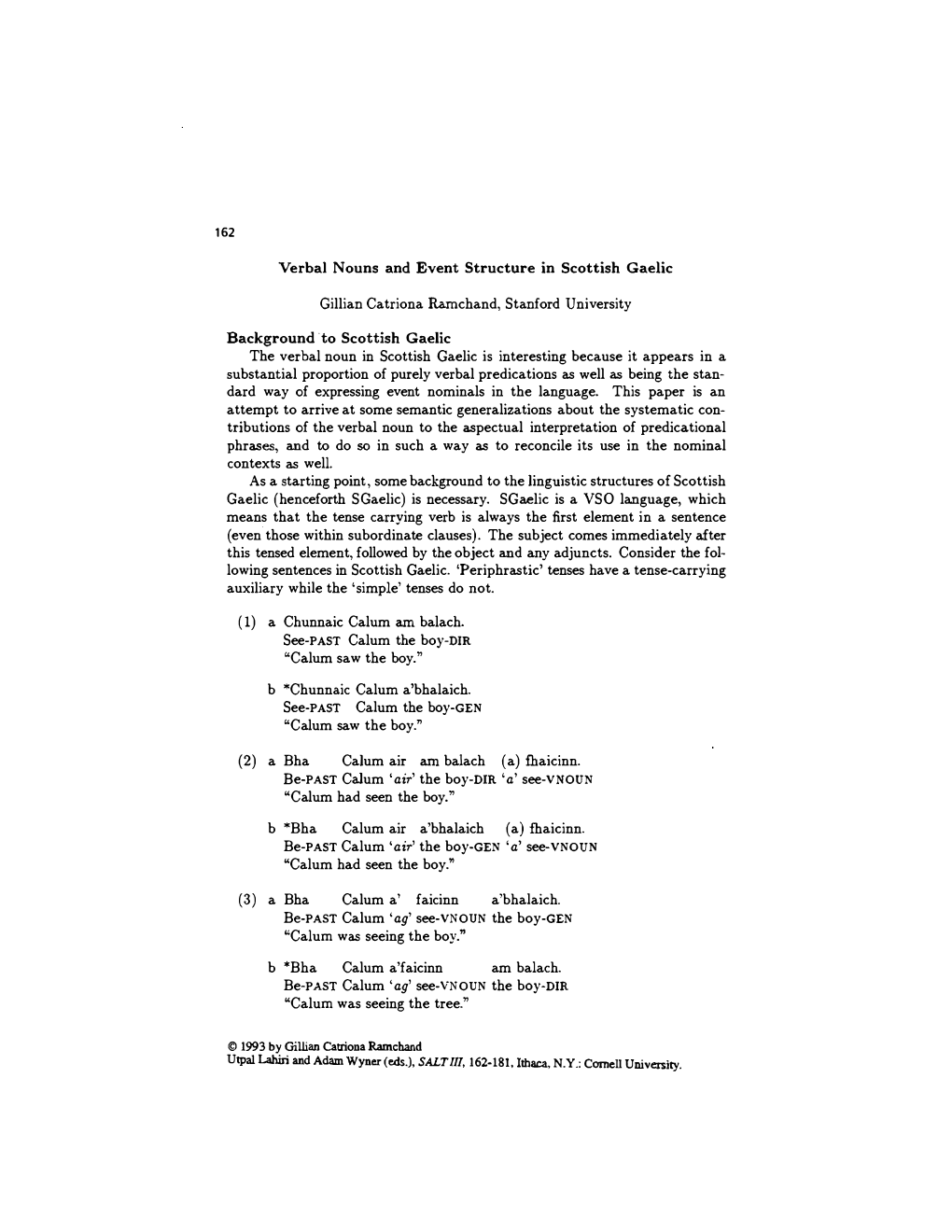 Verbal Nouns and Event Structure in Scottish Gaelic