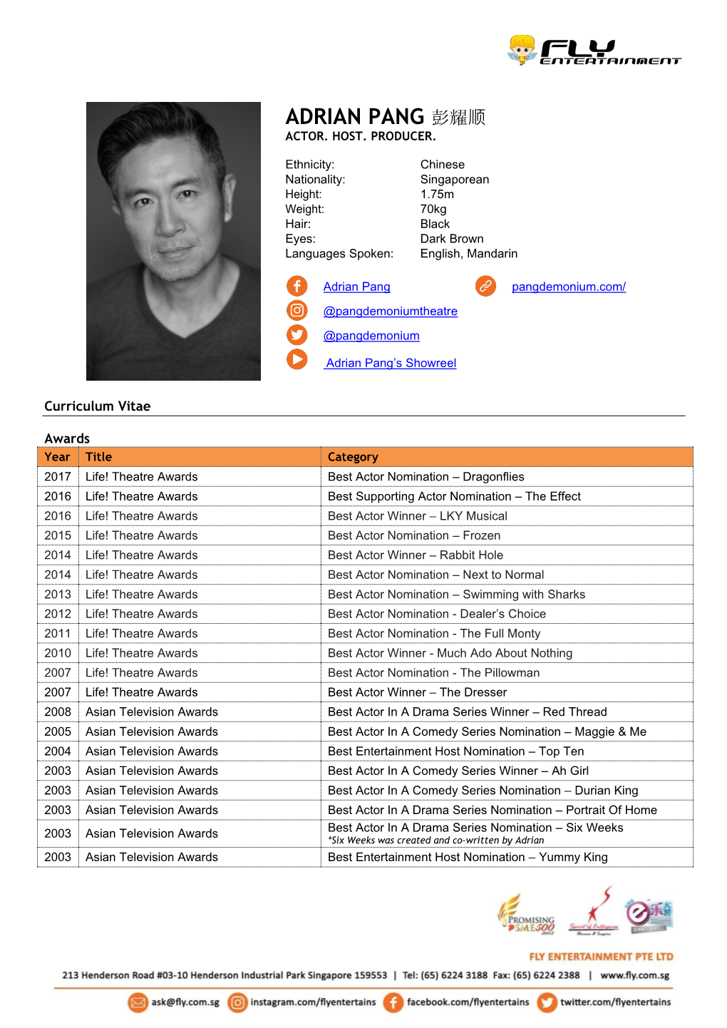 Adrian Pang 彭耀顺 Actor