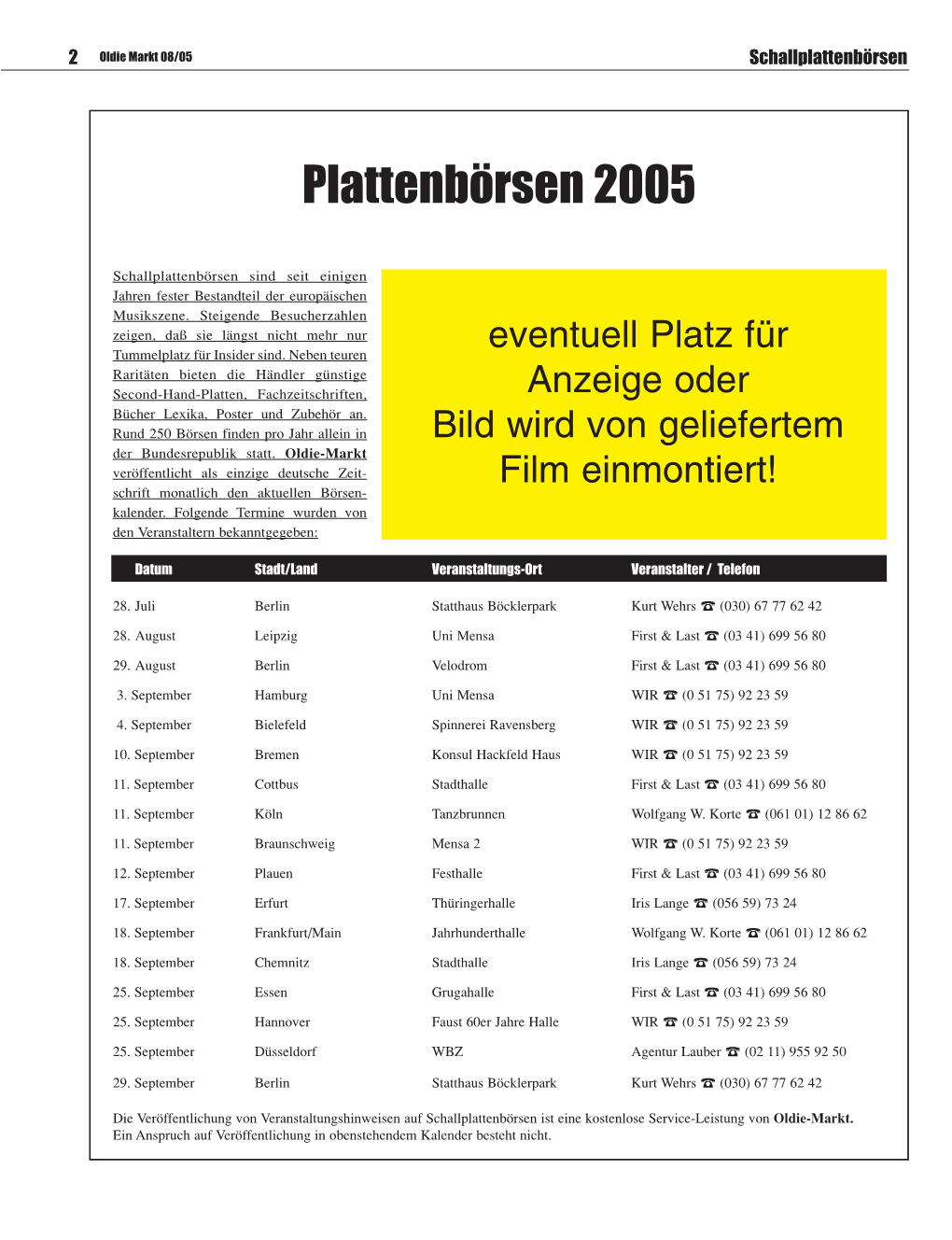 Plattenbörsen 2005