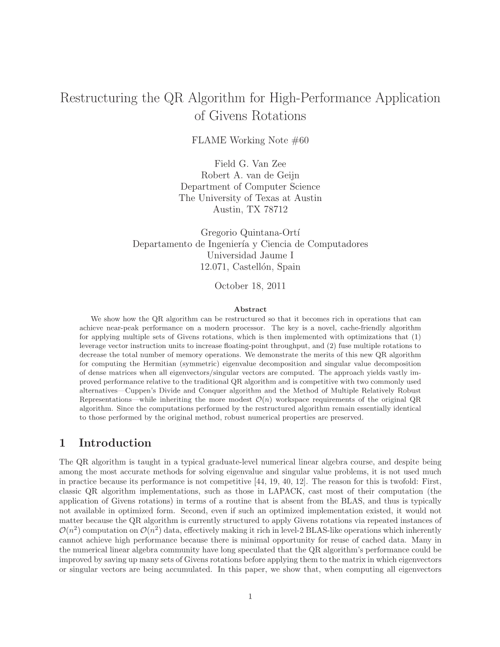 Restructuring the QR Algorithm for High-Performance Application of Givens Rotations