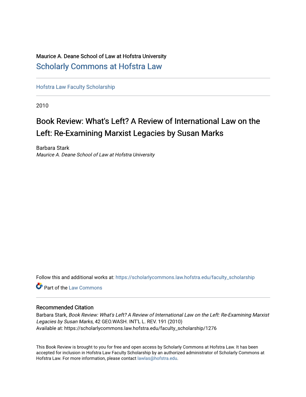 A Review of International Law on the Left: Re-Examining Marxist Legacies by Susan Marks