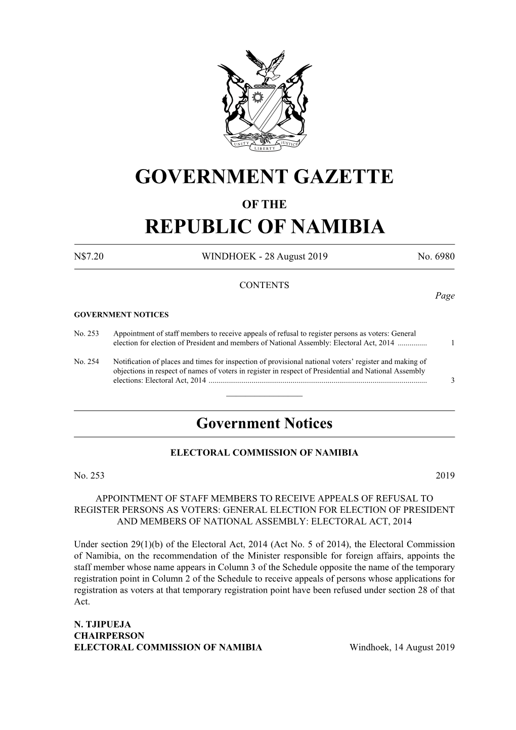 Government Gazette Republic of Namibia