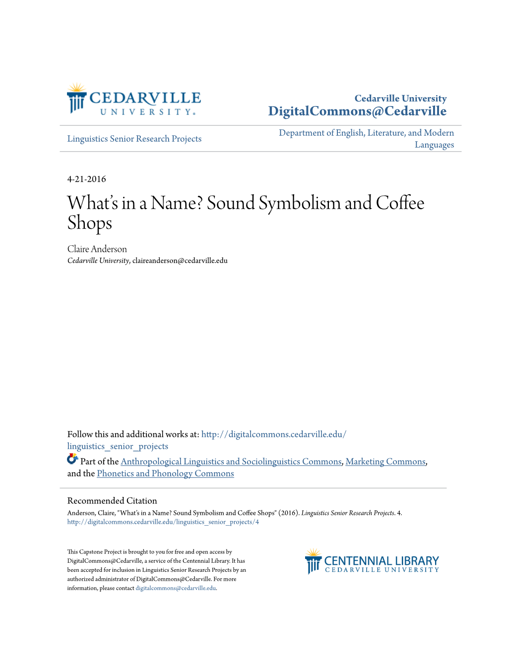 What's in a Name? Sound Symbolism and Coffee Shops