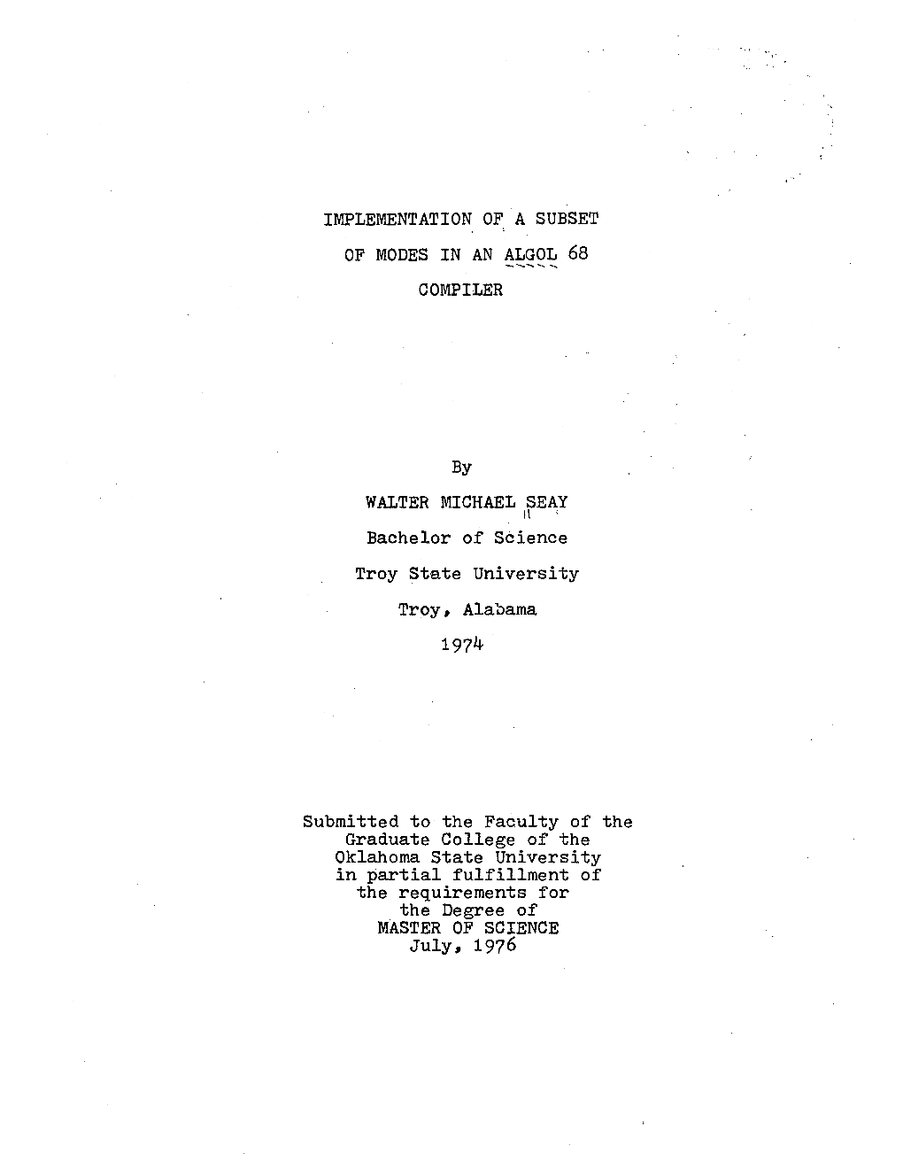 Implementation of a Subset of Modes in an Algol 68 Compiler