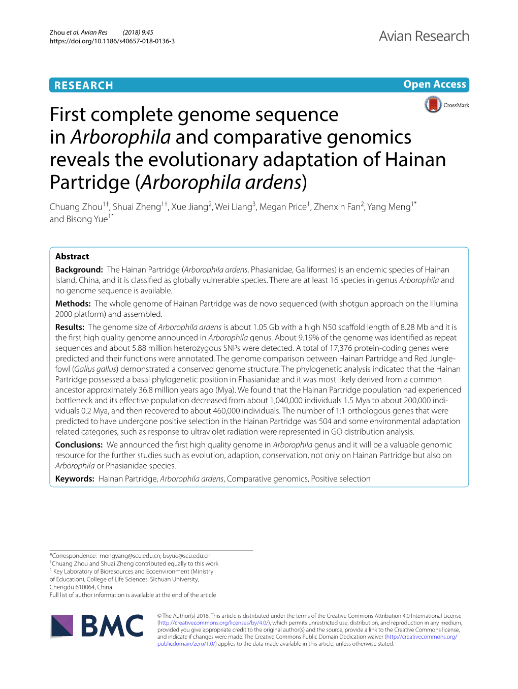 First Complete Genome Sequence in Arborophila And