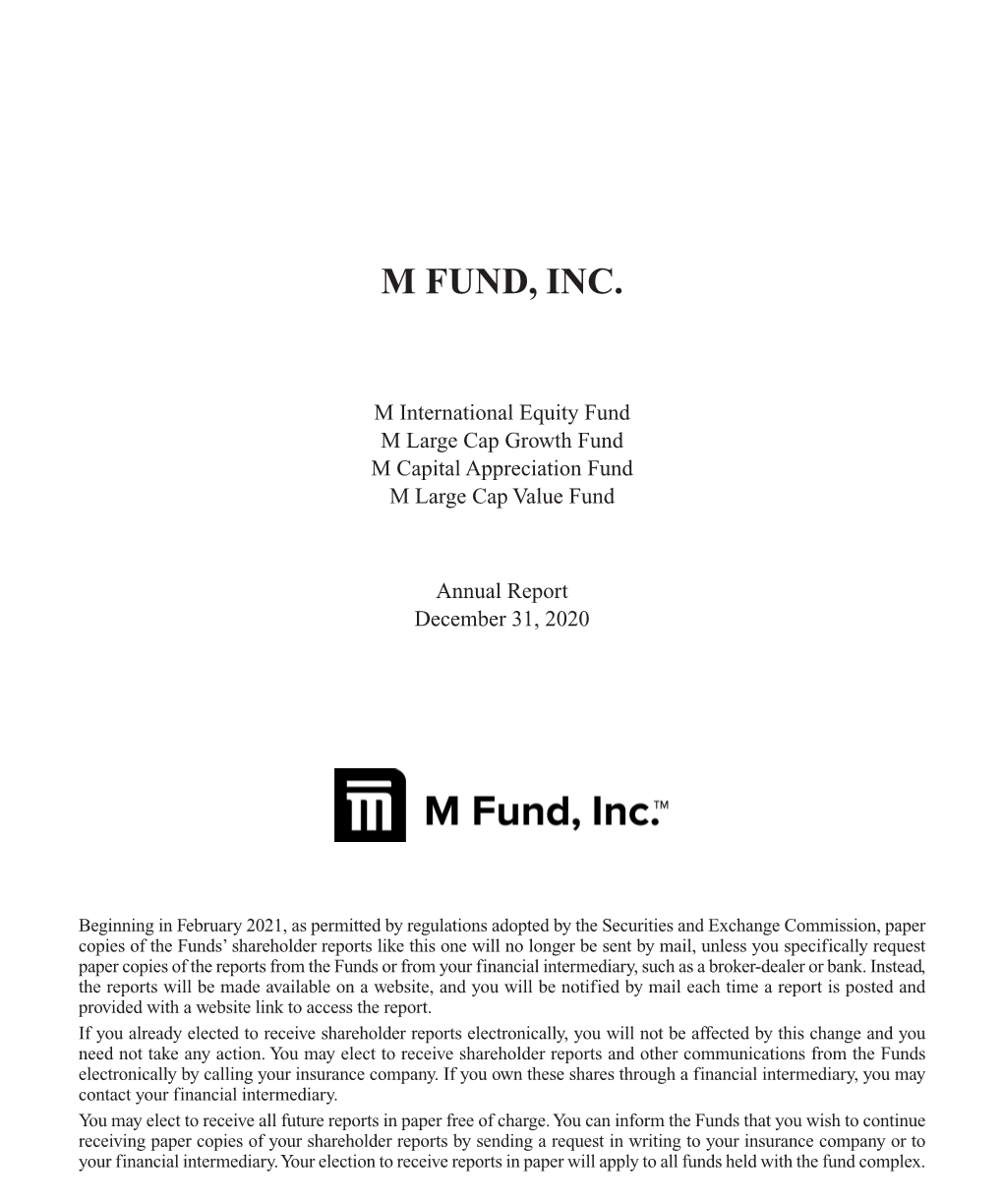 M Funds Annual Report 12.31.2020*