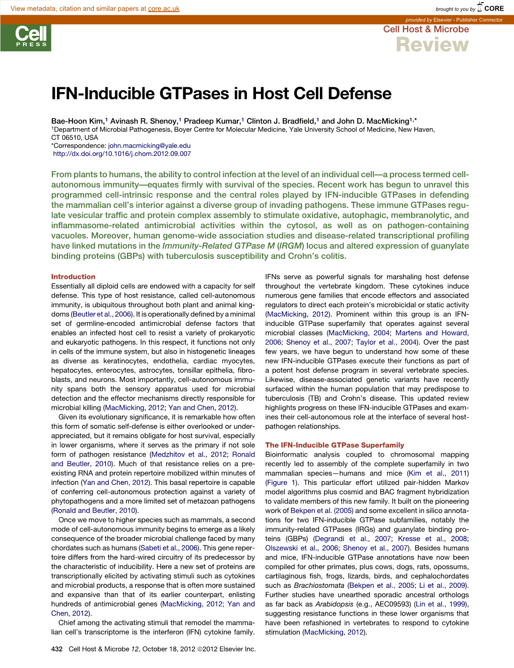 IFN-Inducible Gtpases in Host Cell Defense