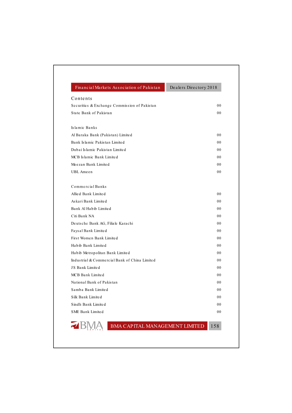 BMA CAPITAL MANAGEMENT LIMITED 158 Contents