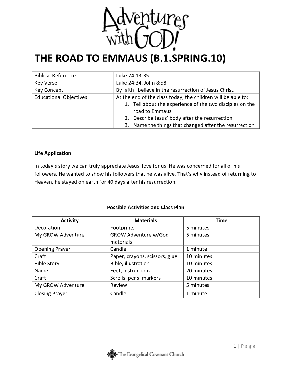 The Road to Emmaus (B.1.Spring.10)