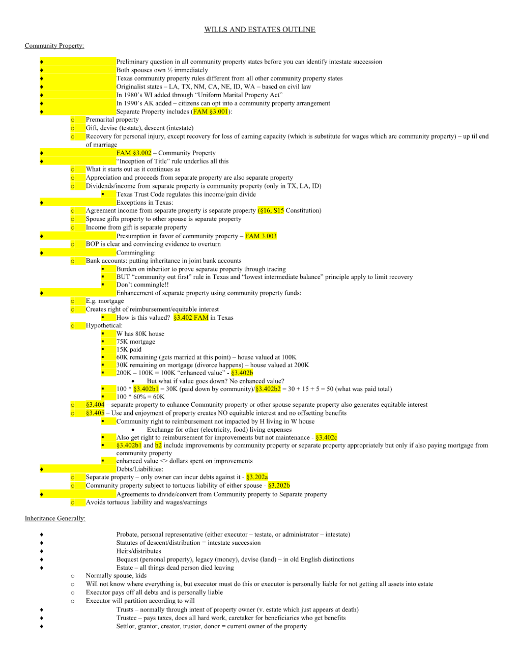 Wills and Estates Outline