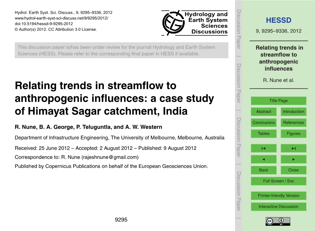 Relating Trends in Streamflow to Anthropogenic Influences