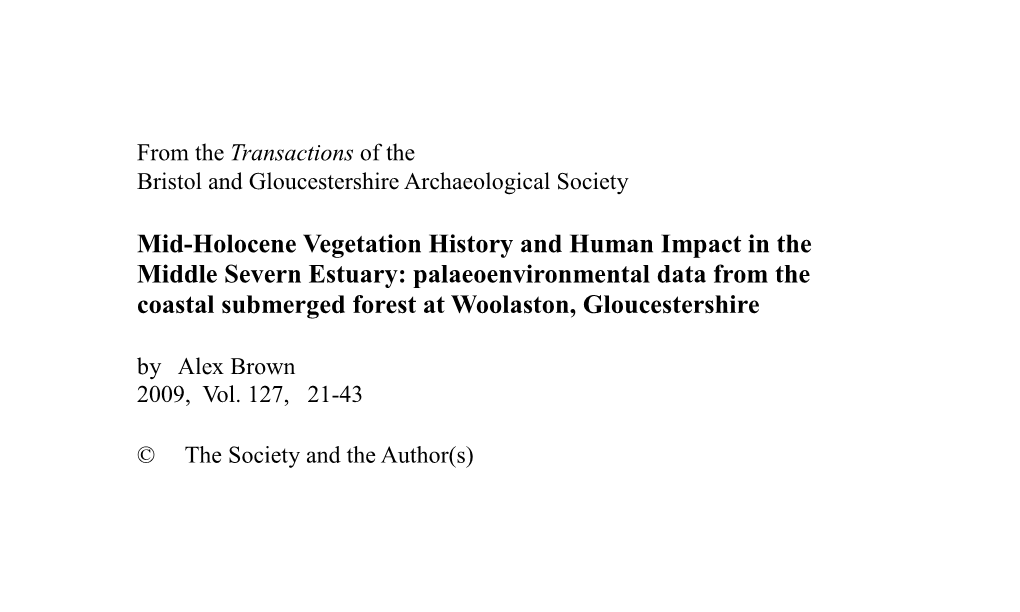 Mid-Holocene Vegetation History and Human Impact in the Middle Severn