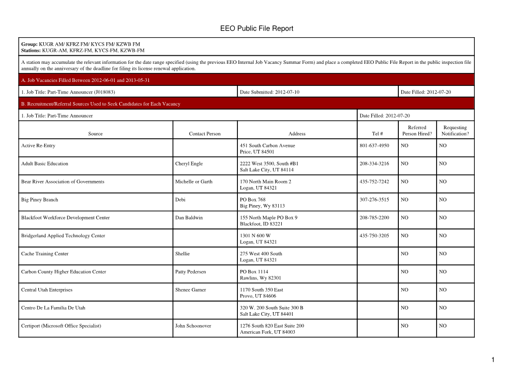 EEO Public File Report 1