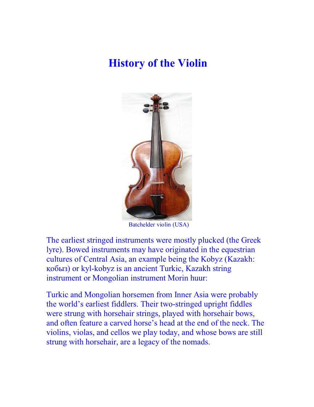 History of the Violin