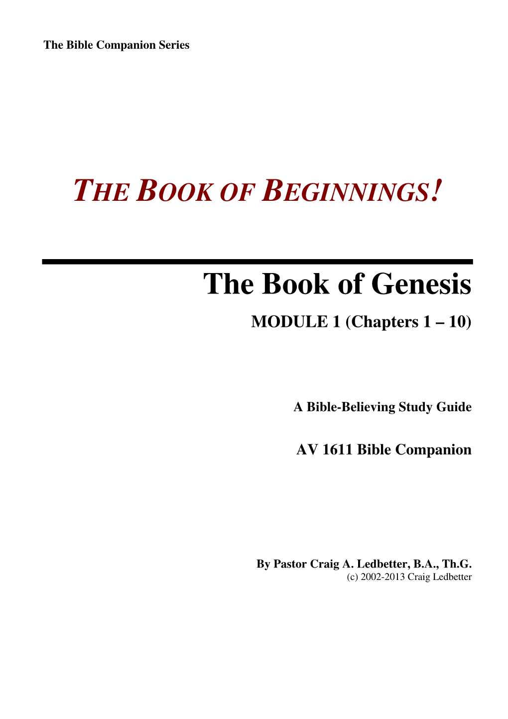 Introduction to the Book of Genesis