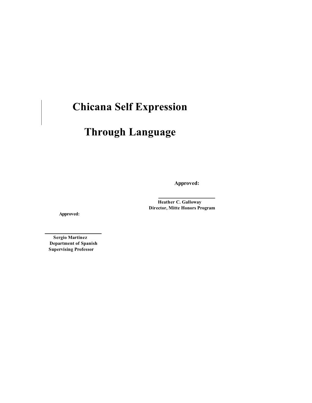 Chicana Self Expression Through Language