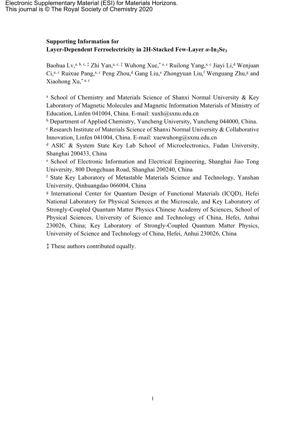 Supporting Information for Layer-Dependent Ferroelectricity In