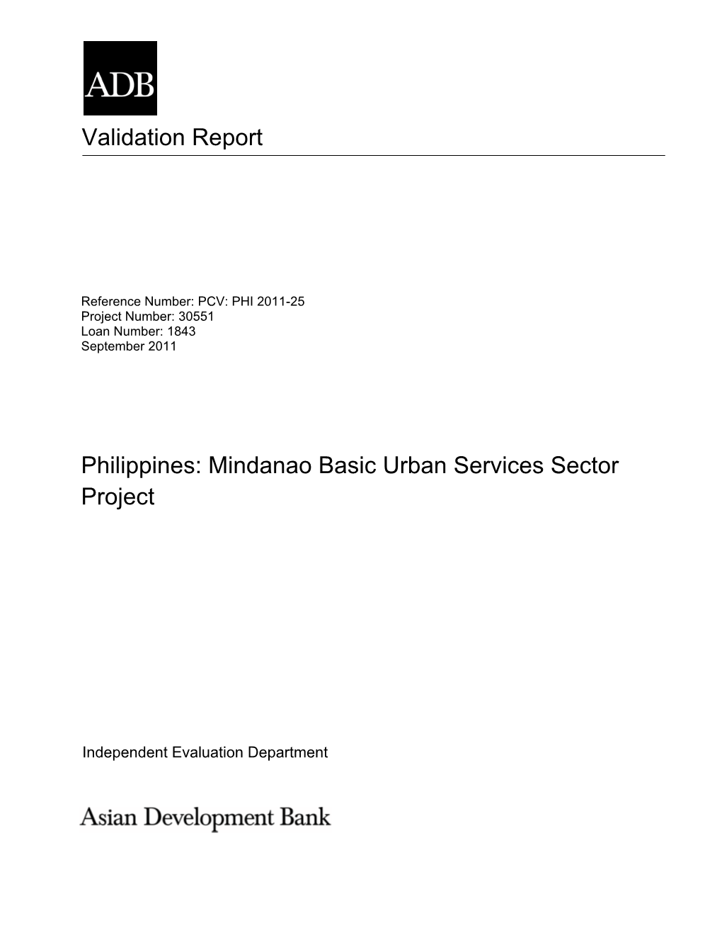 Philippines: Mindanao Basic Urban Services Sector Project