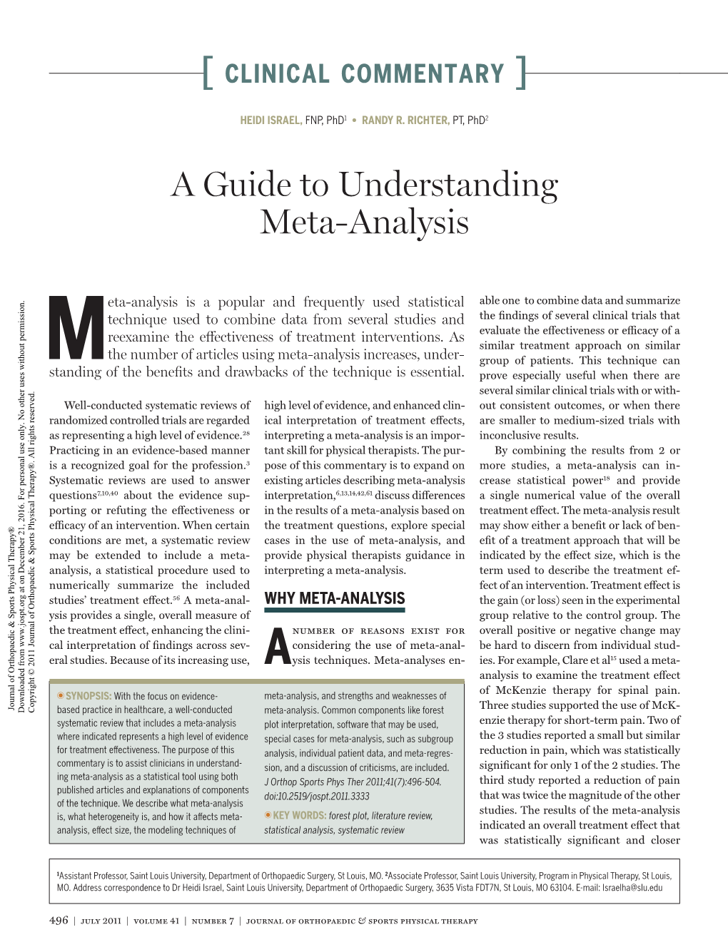 A Guide to Understanding Meta-Analysis