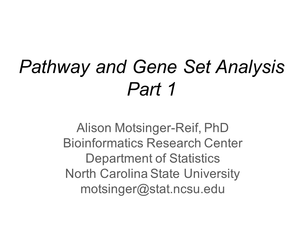 Pathway and Gene Set Analysis Part 1