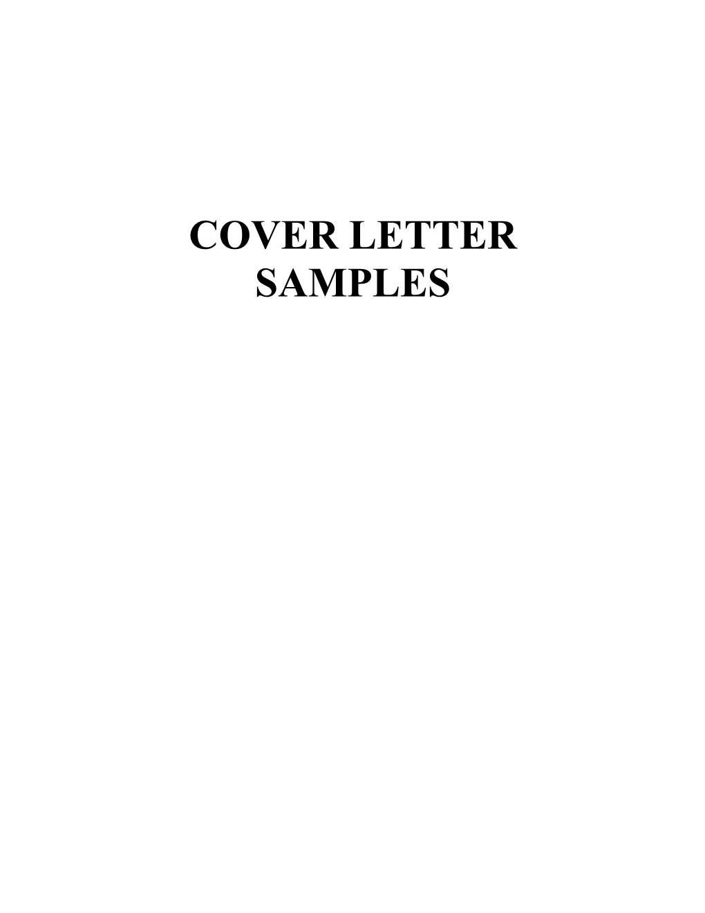 Cover Letter Samples