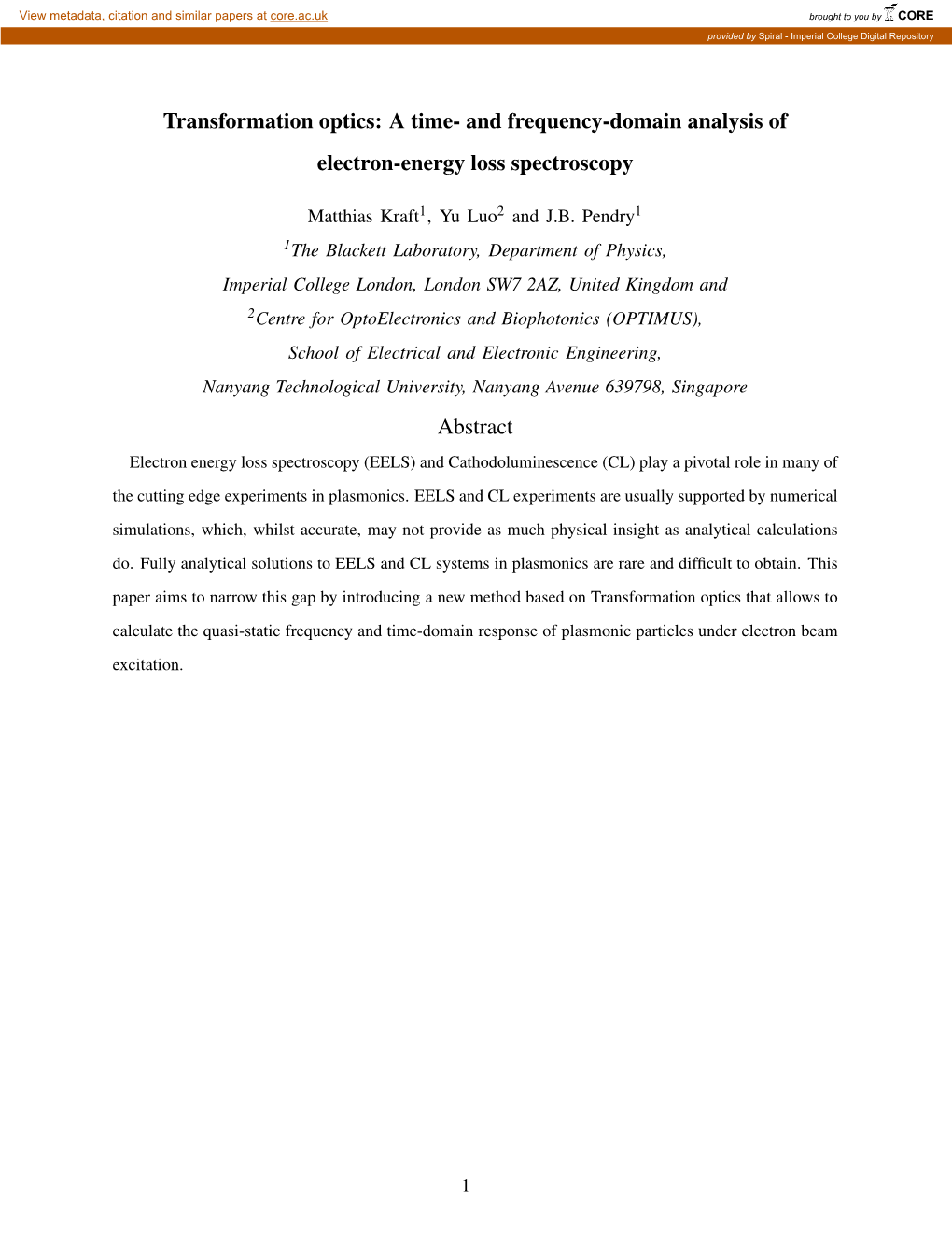 And Frequency-Domain Analysis of Electron-Energy Loss Spectroscopy