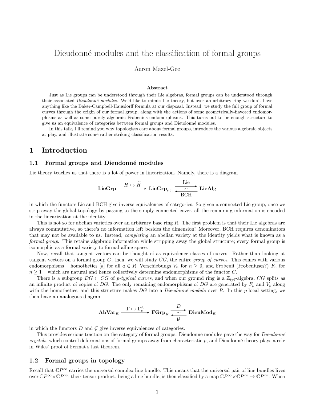 Dieudonné Modules and the Classification of Formal Groups