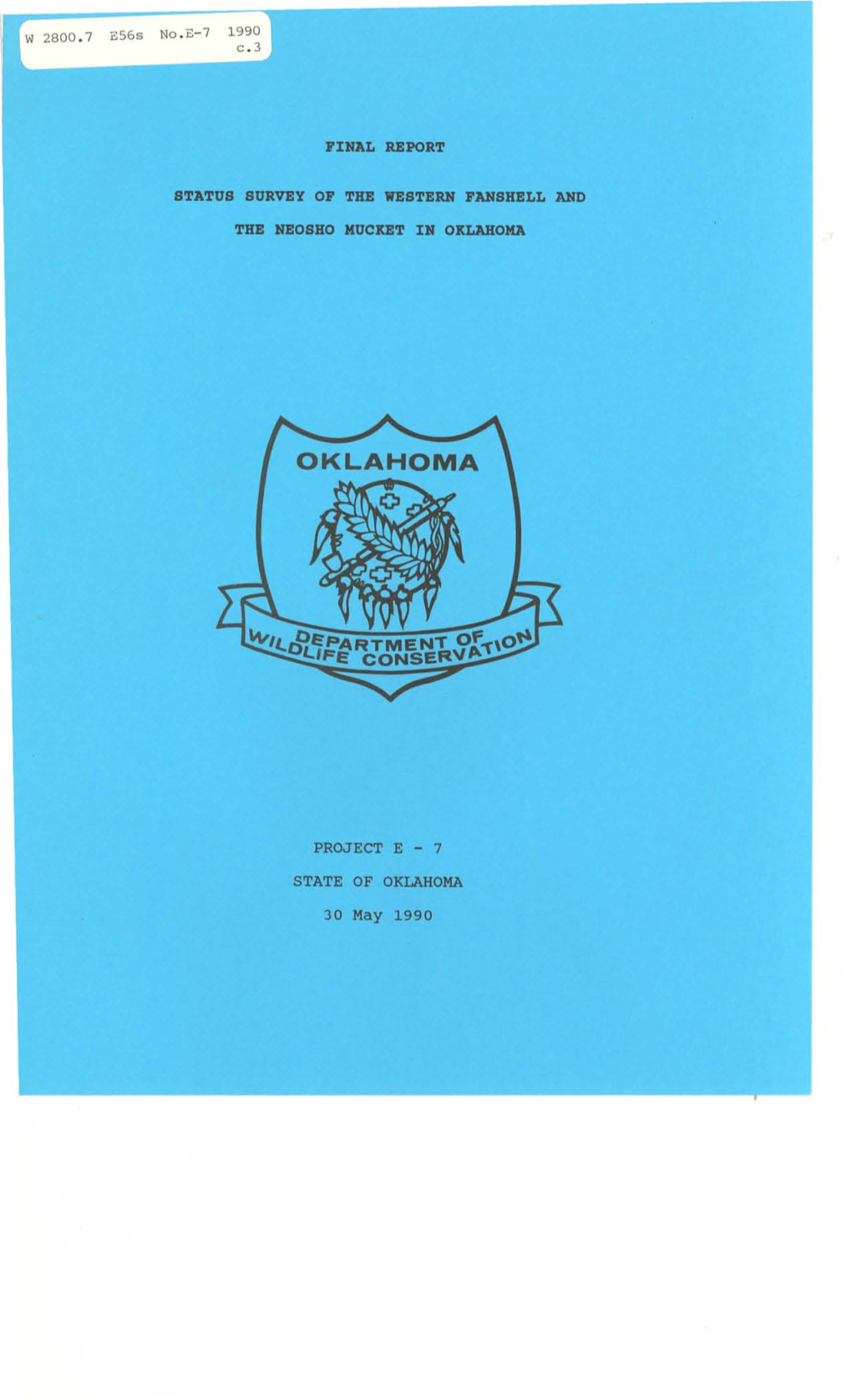 Status Survey of the Western Fanshell and the Neosho Mucket in Oklahoma